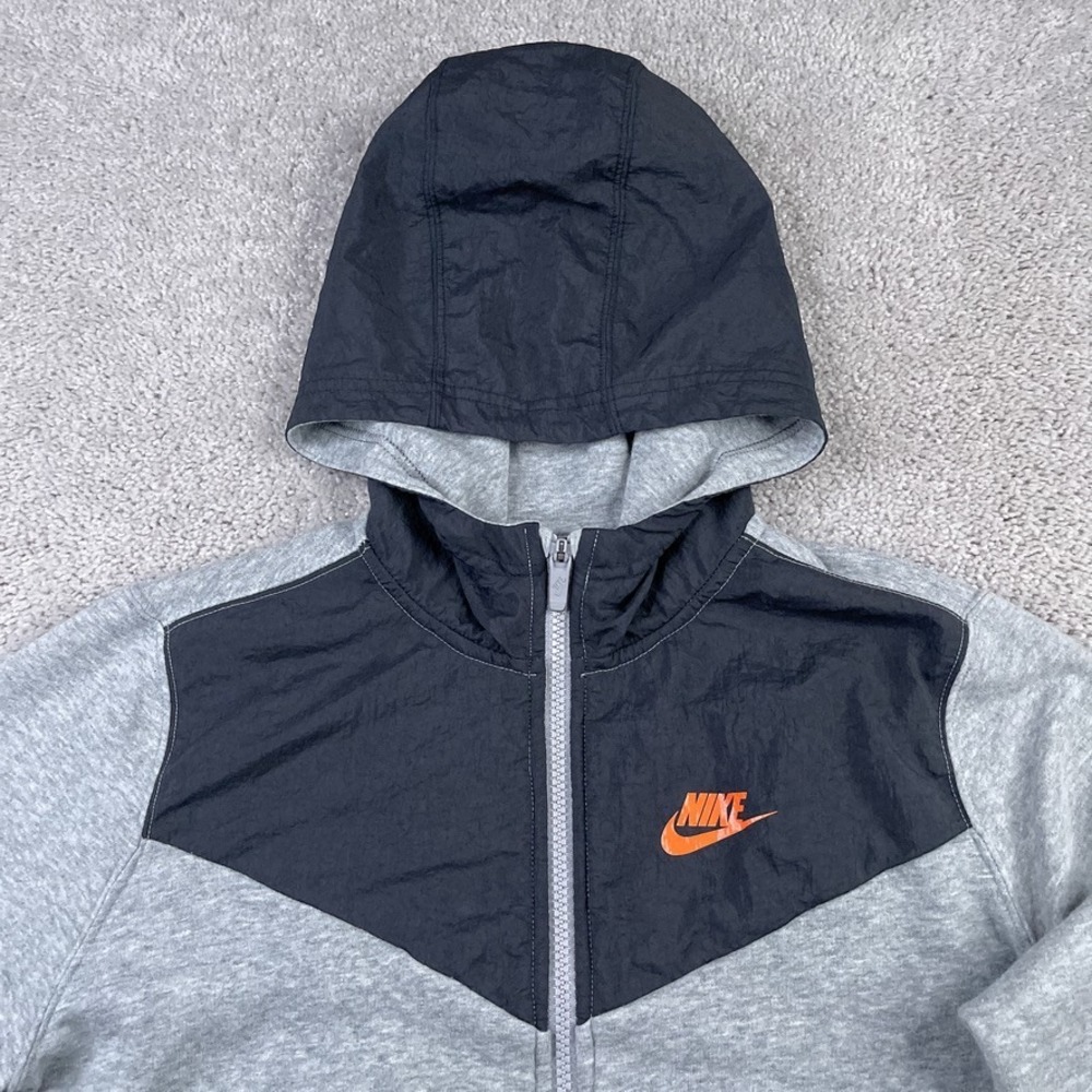 Nike Hoodie in Gray with Black Accents and Orange Logo - Picture 2 of 13